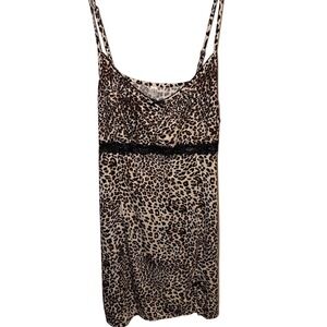 George Womens Leopard Print Empire Waist Mini Dress Lace Trim XL 16-18